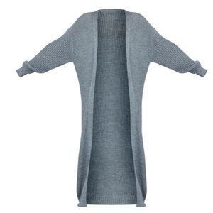 Pretty Little Things Light Grey Maxi Ribbed Knit  Maxi Cardigan Size L